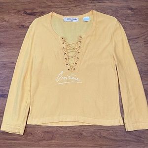 Vintage 80’s Sonia Rykiel ITALY Lace Up Sweater Top Long Sleeve Fashion Designer